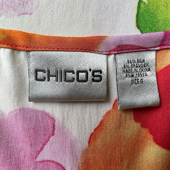 CHICO’S | NWOT MULTICOLOR FLORAL SILK CAMI TOP | SIZE: 0 - Picture 8 of 8